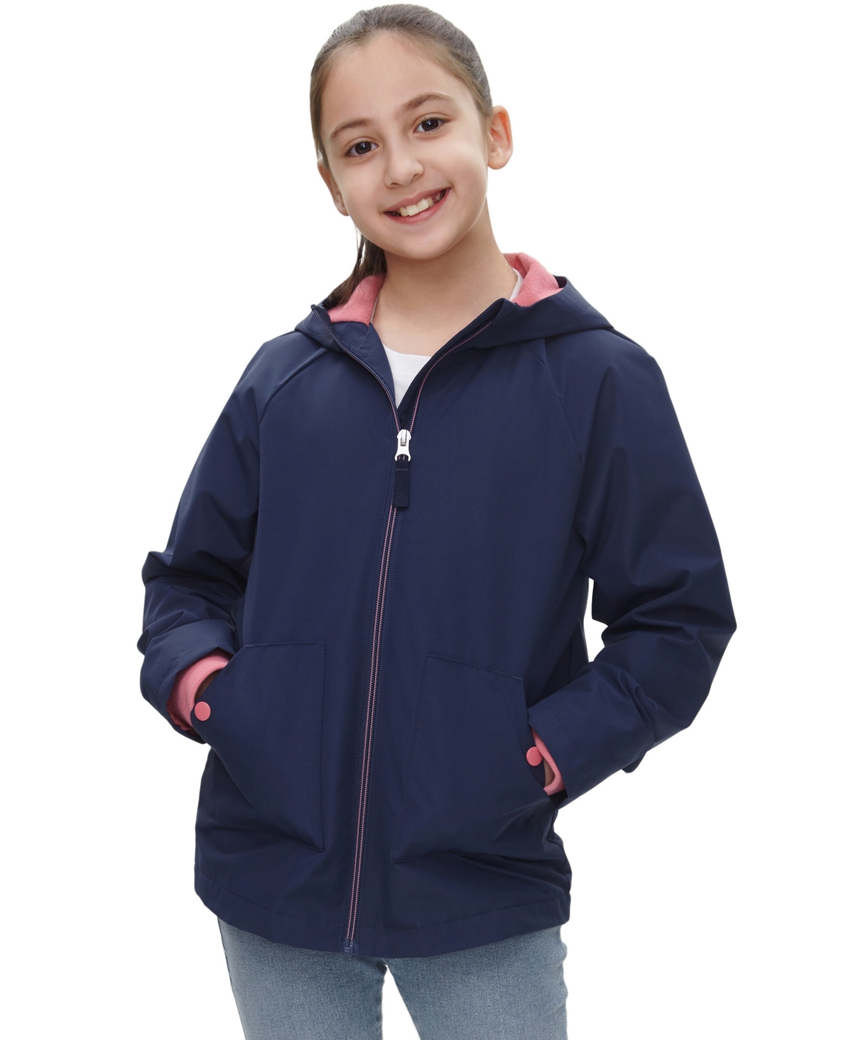 Rokka&Rolla Girls Ripstop Fleece Lined Windbreaker - Navy