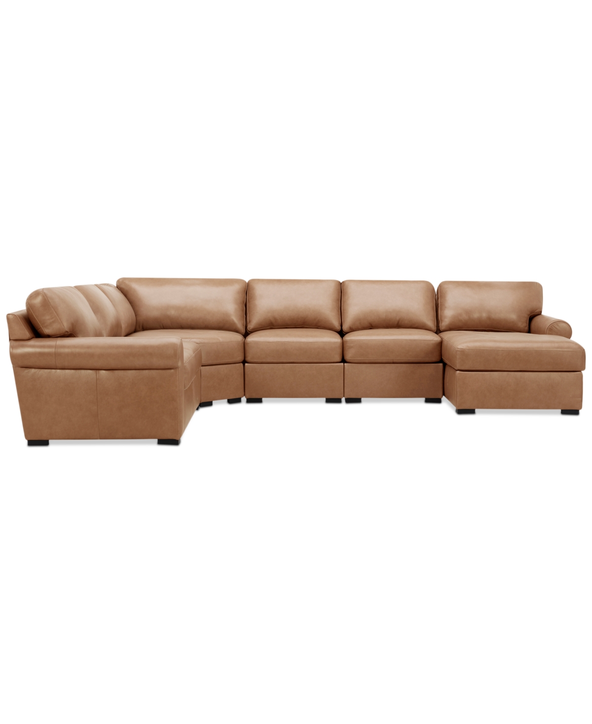 Macy's Radley Roll Arm 145" 6-pc. Leather Wedge Corner Chaise Sectional, Exclusively At