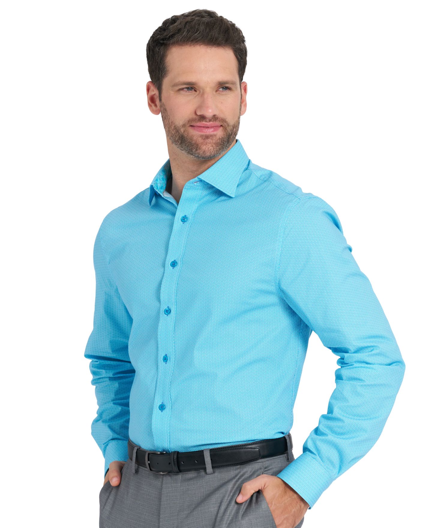 Мужская рубашка Nick Graham Kaleidoscope Star Dress Shirt, цвет: Аквамариновый — фото 3