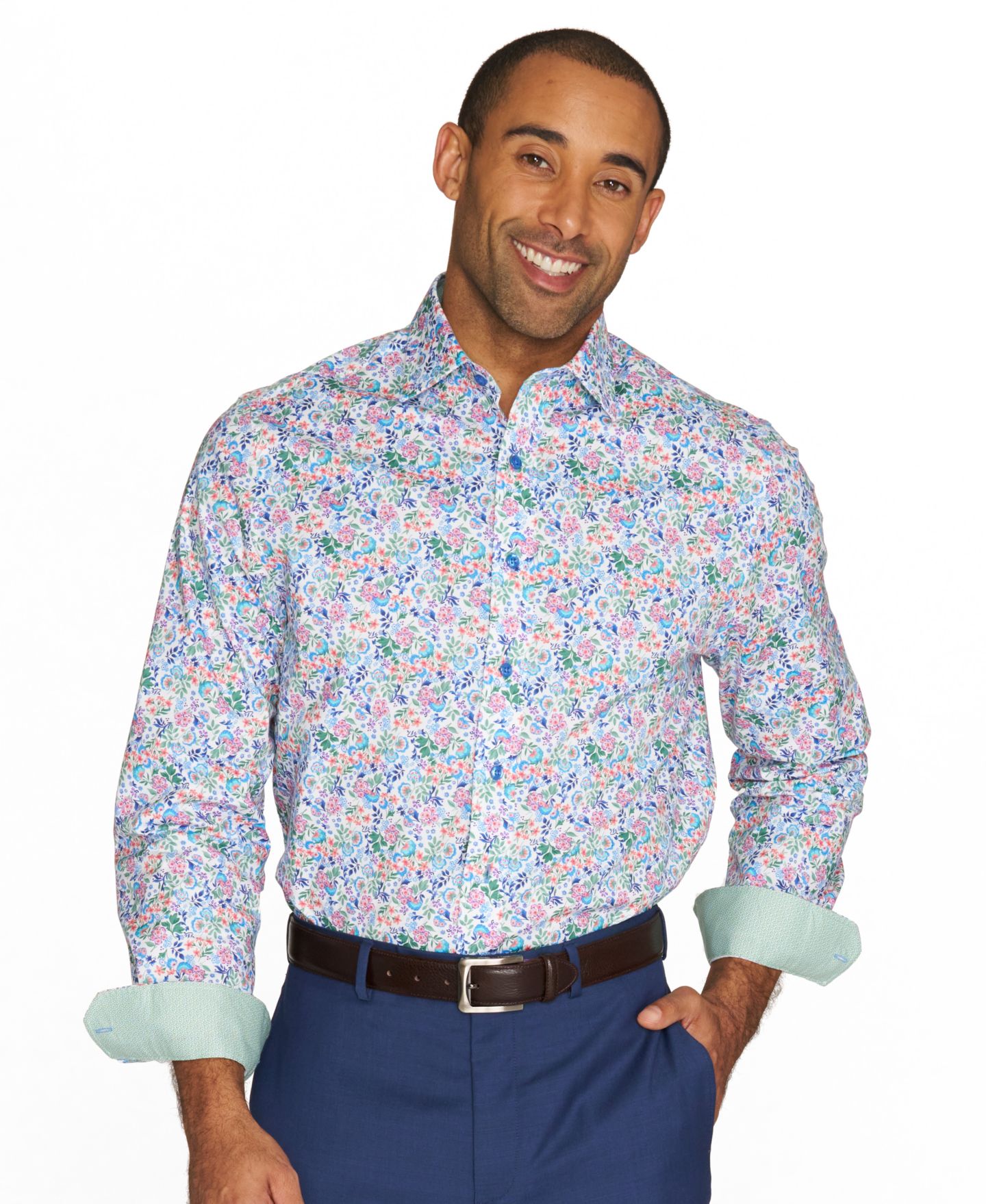 Мужская рубашка Nick Graham Botanical Floral Dress Shirt, цвет: Оранжевый — фото 6