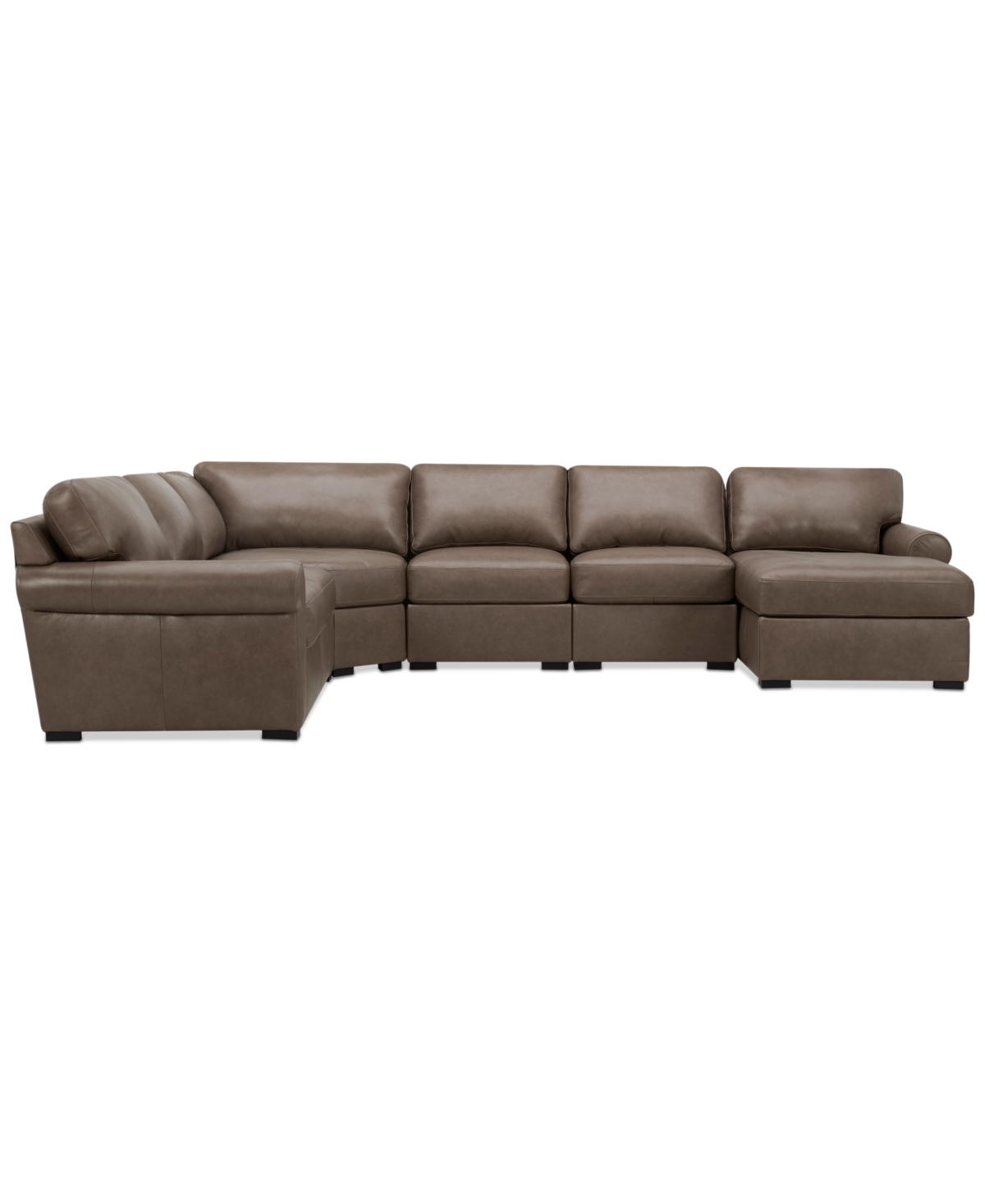 Macy's Radley Roll Arm 145" 6-pc. Leather Wedge Corner Chaise Sectional, Exclusively At