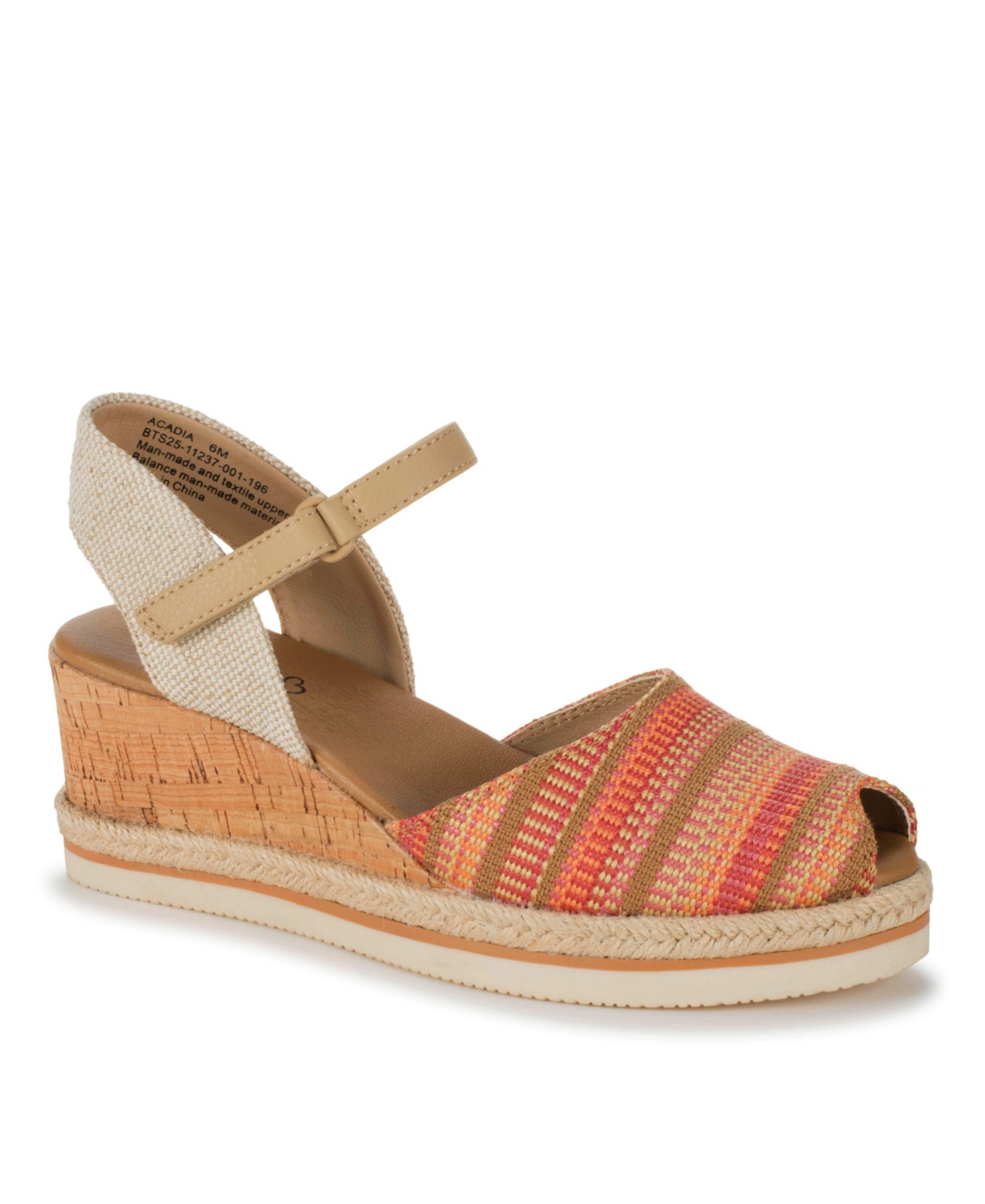 Baretraps Women's Acadia Peep Toe Wedge Sandals In Coral Multi