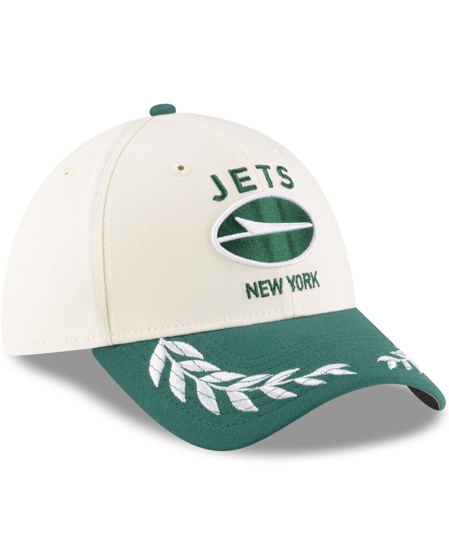 Мужская кепка New Era Cream/Green New York Jets 2025 NFL Draft 39THIRTY Flex Hat — фото 5