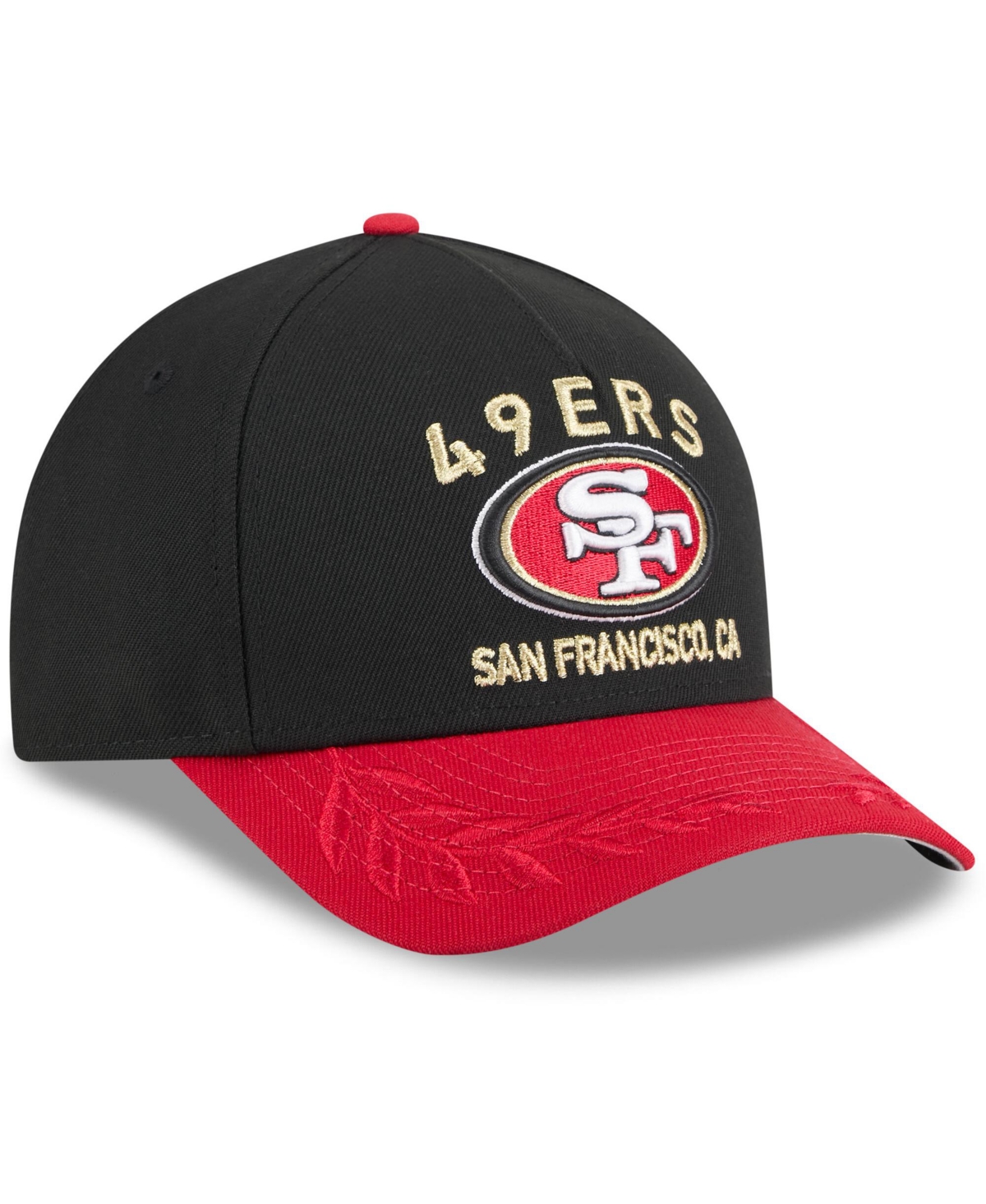 New Era Men's Black/scarlet San Francisco 49ers 2025 Nfl Draft 9forty A-frame M-crown Adjustable Hat In Black,scarlet