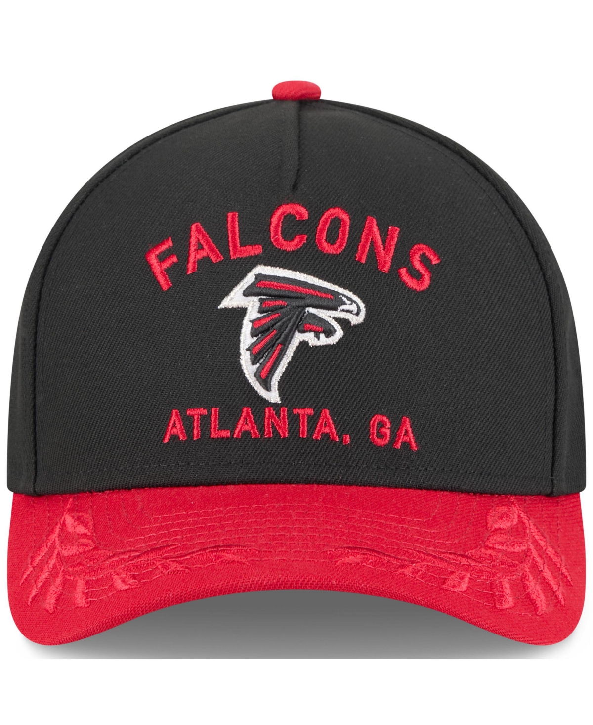 Shop New Era Men's Black/red Atlanta Falcons 2025 Nfl Draft 9forty A-frame M-crown Adjustable Hat In Black,red
