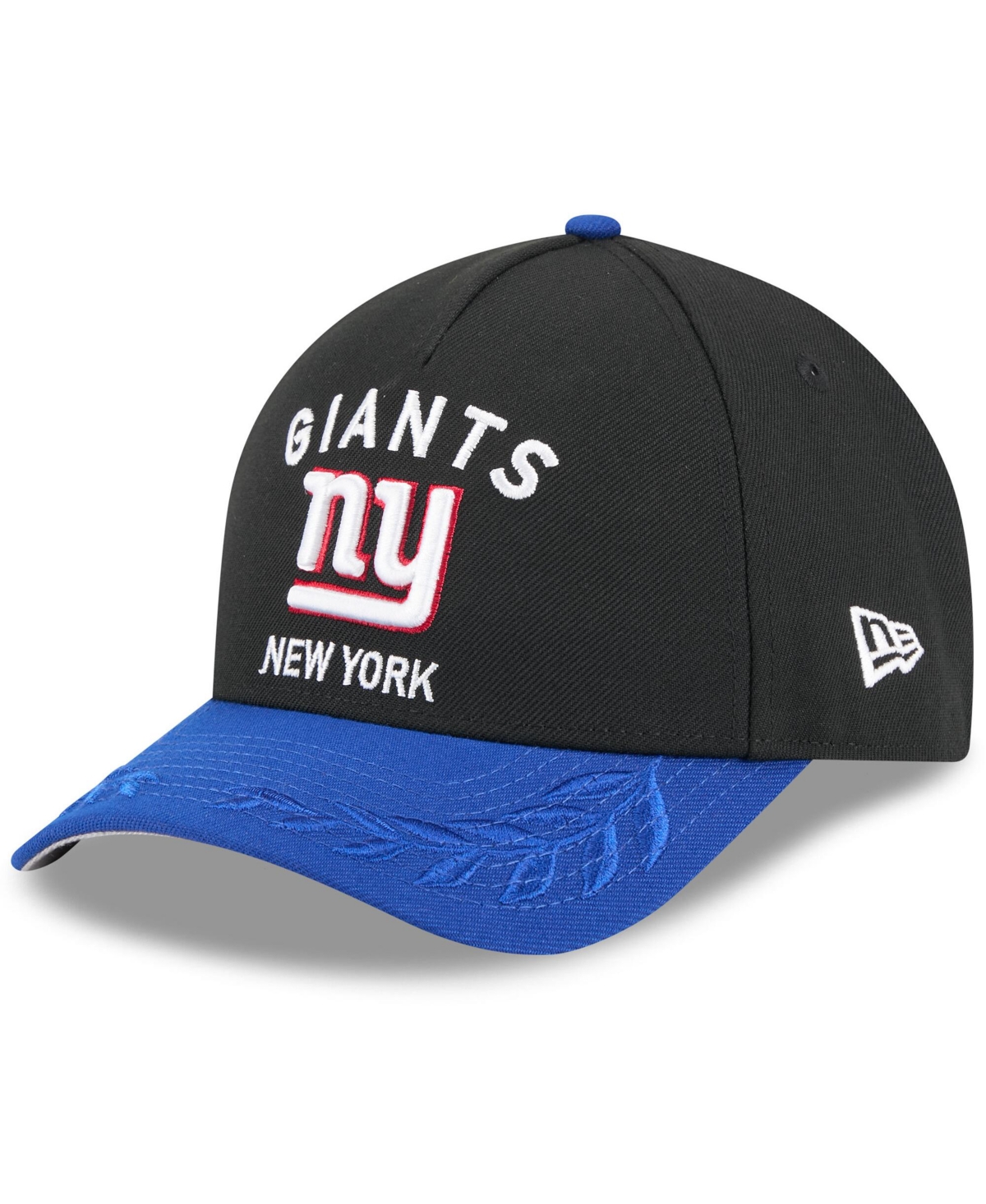 NEW ERA MEN'S BLACK/ROYAL NEW YORK GIANTS 2025 NFL DRAFT 9FORTY A-FRAME M-CROWN ADJUSTABLE HAT 