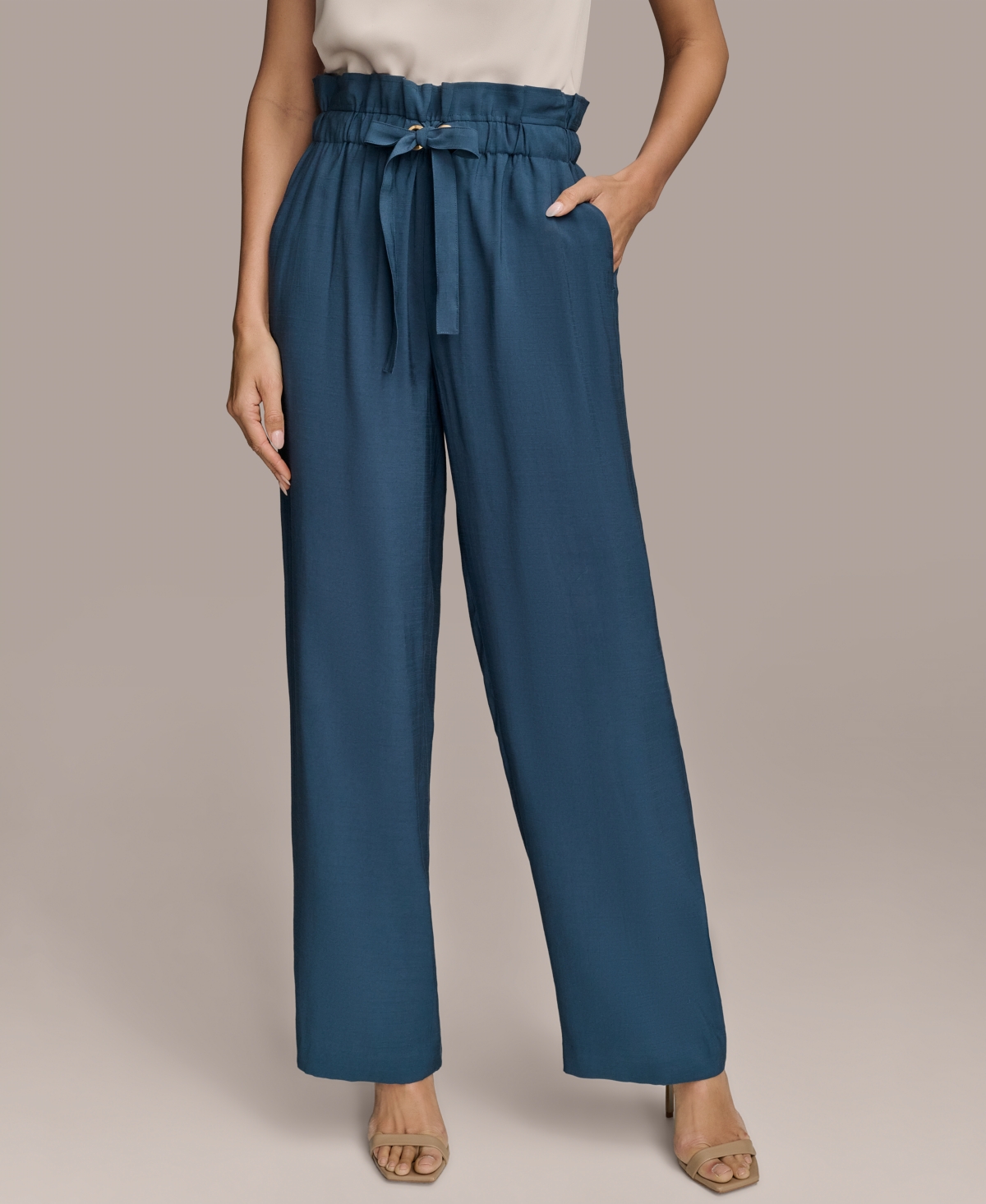 Women's Tie Waist Wide-Leg Pants - Tide