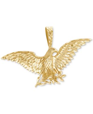 Men's Polished & Textured Eagle on Twig Charm Pendant