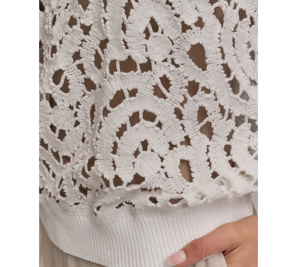 Shop Donna Karan Women's Short-sleeve Crochet Top