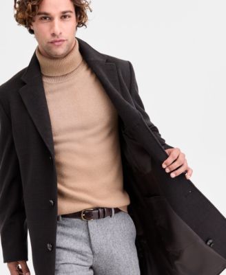 Men's Classic-Fit Wool Blend Herringbone Overcoat