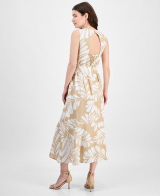 Women's Printed Open-Back Midi Dress