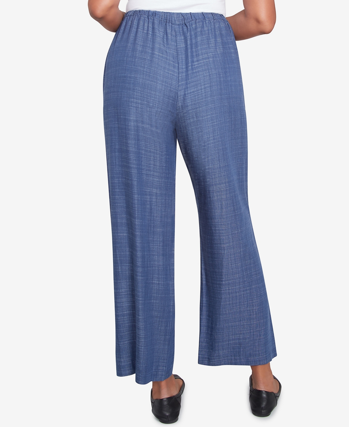 Alfred Dunner Women's Summer Solstice Relaxed Button Detail Ankle Pants In Blue