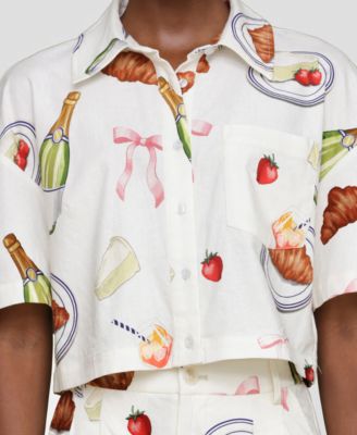 Women's Printed Button-Front Camp Shirt