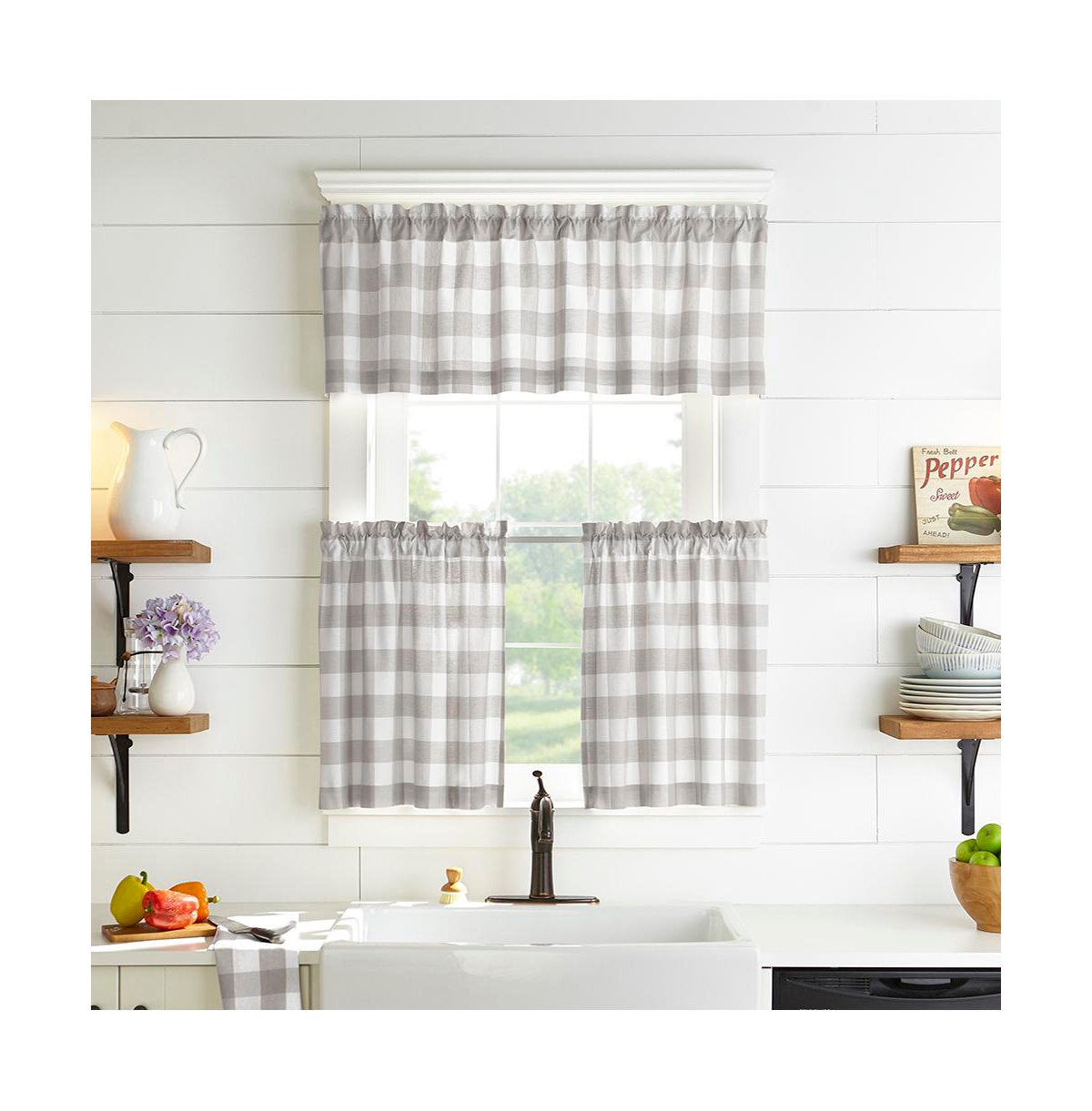 Elrene Home Fashions Farmhouse Living Buffalo Check Window Tier Set