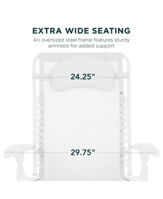 Oversized Zero Gravity Chair, Folding Outdoor Patio Recliner w/ Cup Holder