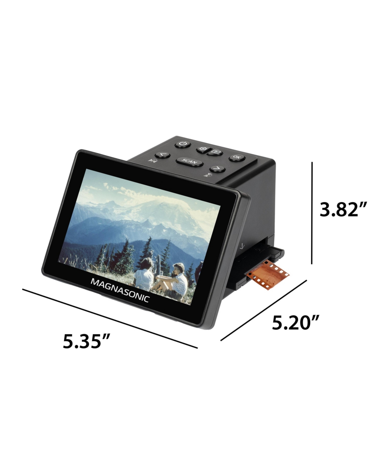 Magnasonic 25MP Film Scanner with Large 5" Display & Hdmi, Long Tray 35mm Negative Film Holders, Converts 35mm/126/110/Super 8 Film & 135/126/110