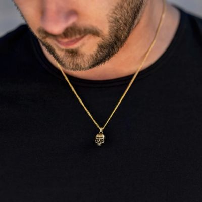 Men's Memento Mori Pendant Necklace – Gold Stainless