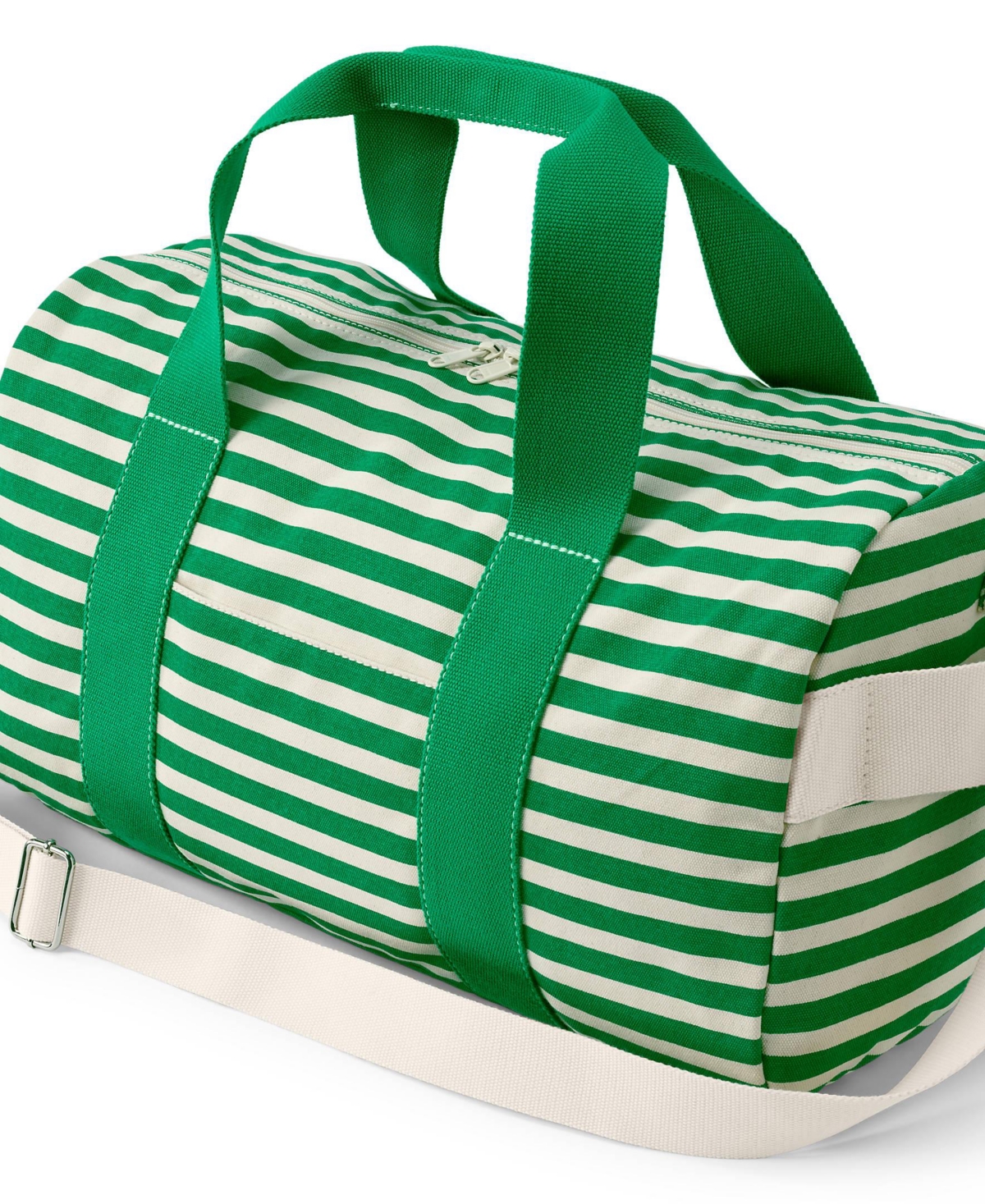Canvas Weekender Duffle Bag - Vibrant clover/natural stripe