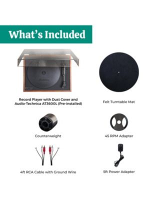 Montrose Wireless Turntable with Audio-Technica Stylus, Bluetooth, MP3 Recording, Speed Control, Built-in Preamp