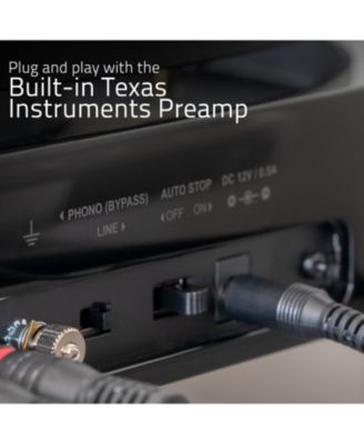 high-fidelity, Bluetooth-enabled, belt-drive, built-in preamp, 90W Class D amplified vinyl turntable system with stereo speakers, stylus.