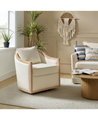 Wifred Farmhouse Rattan Solid Wood Armchair