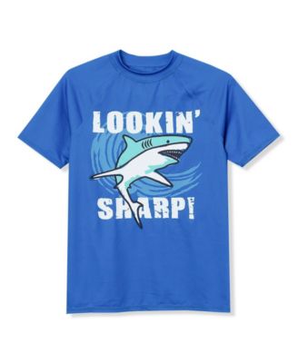 Boys Chlorine Resistant Short Sleeve Crew Neck UPF 50 Rash Guard