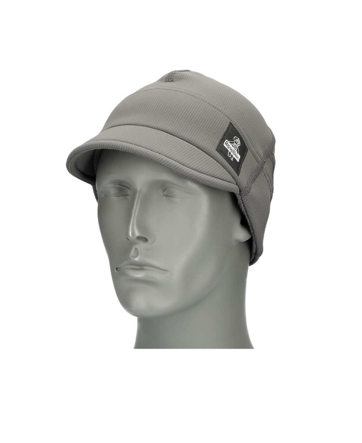 Men's Beanie with Visor - Stretch Nylon/Spandex Shell, Fleece-Lined Winter Hat - Grey