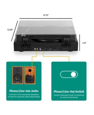 Montrose 2-Speed Belt-Drive Turntable with Audio-Technica Stylus & Built-in Preamp – Vinyl Record Player (RR35)