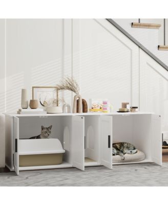 Cat Litter Box Enclosure, Litter Box Furniture with Scratching Mat