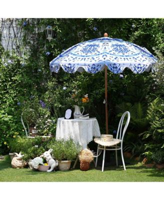 Our Beach Portable Umbrella for Sand Beech Wood Pole Carry Bag with Printed Porcelain Love Cute Garden Parasol