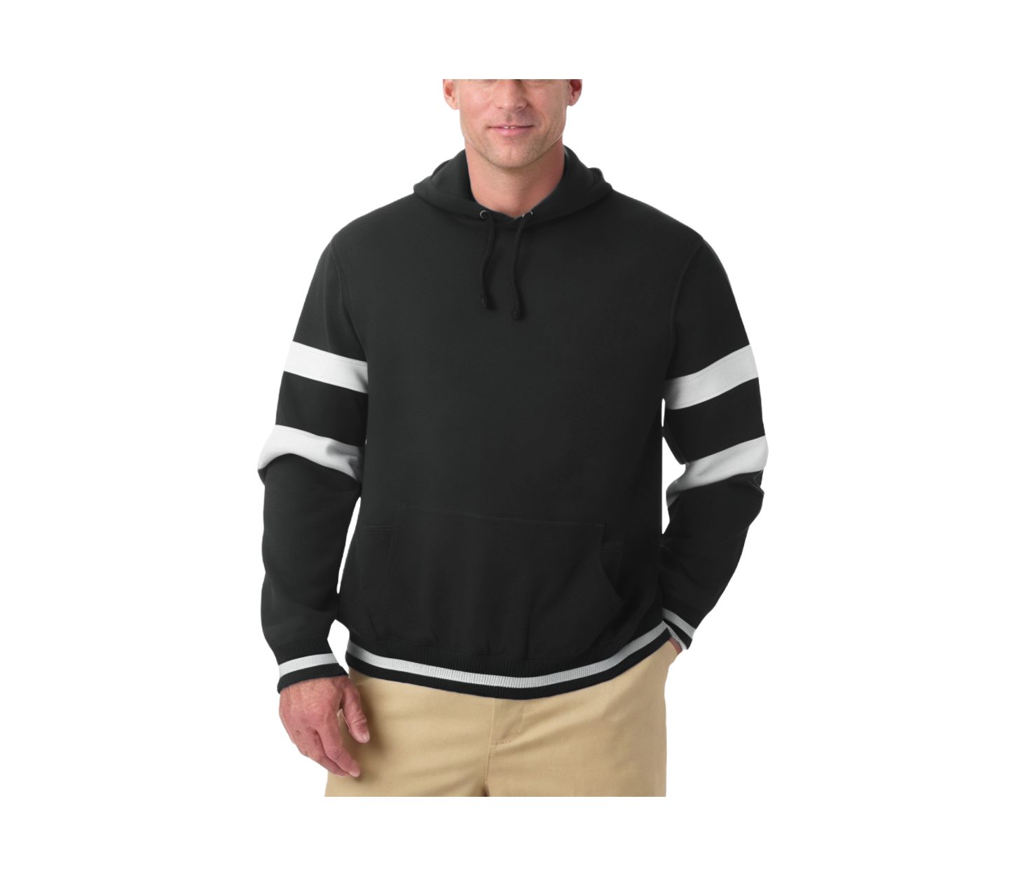 Мужское худи KingSize Big & Tall Coaches Collection Colorblocked Pullover, цвет: Чёрный — фото 1