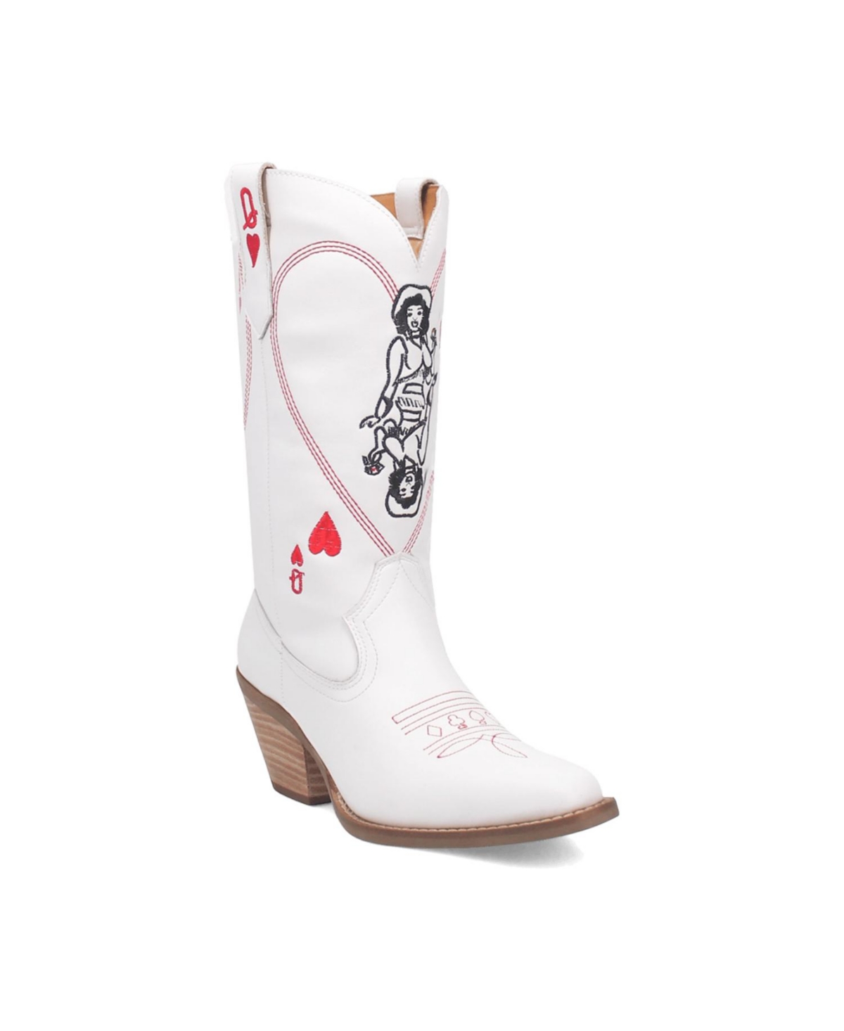 Women's Queen A Hearts Leather Boots - White
