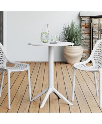 23.5" Outdoor Polypropylene Resin Round Patio Bistro Dining Table for 2