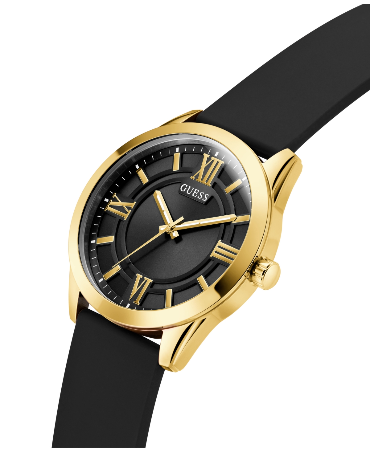 Guess Men's Analog Black Silicone Watch, 44mm In Black