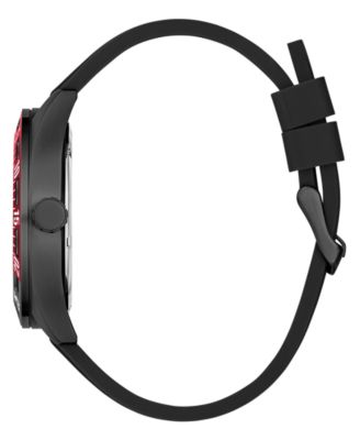 Men's Multifunction Black Silicone Watch, 44mm