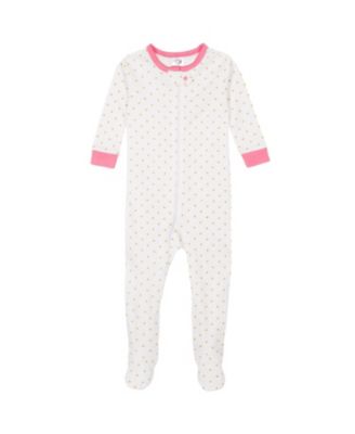 Baby Girls 4-Pack Snug Fit Footed Cotton Pajamas, Apple & Woodland Floral, 9M