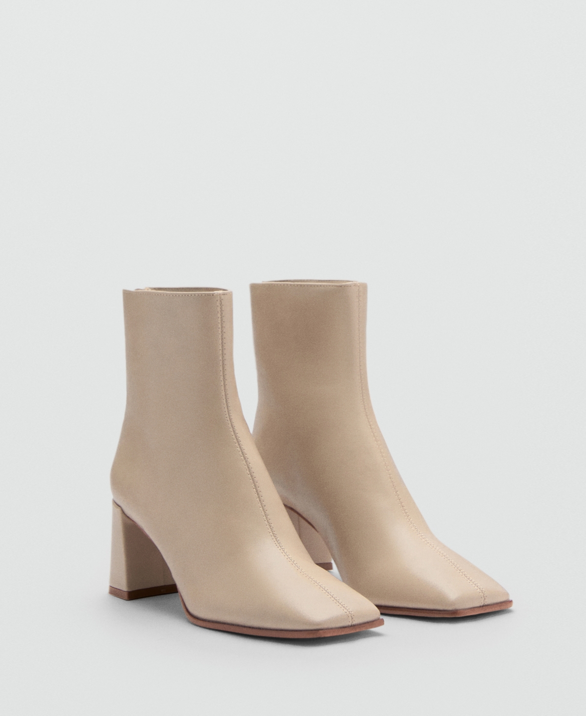 Mango Block Heel Bootie In Neutral