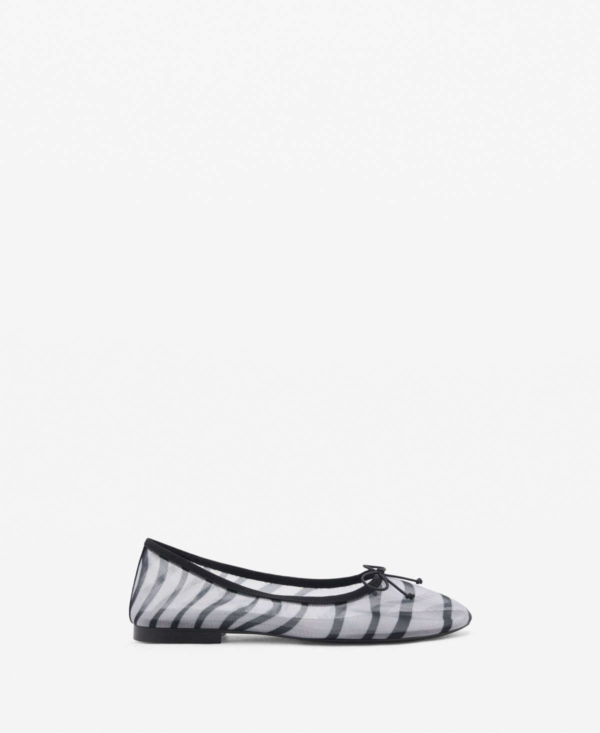 Shop Mango Women's Animal Print Mesh Ballerina Flats In White