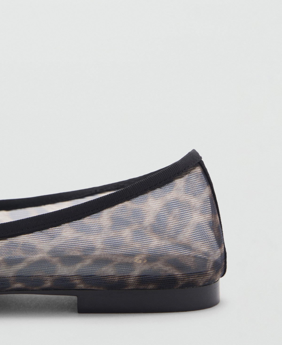 MANGO WOMEN'S ANIMAL PRINT MESH BALLERINA SHOES 