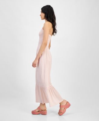 Women's Cotton Gingham Smocked Halter Maxi Dress, Exclusively at Macy's