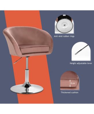 360 Degree Swivel Makeup Stool Accent Chair with Round Back and Metal Base