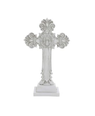 Off White Polyresin Holy Cross Jesus Crucifix 1.6-Feet Tall Statue