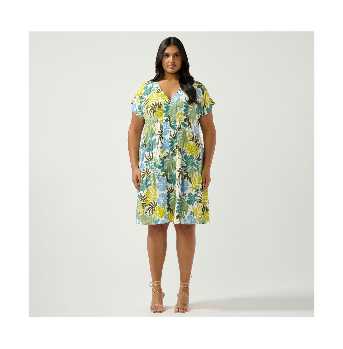 Plus Size Antibes Resort Mini Dress - Sky/citron