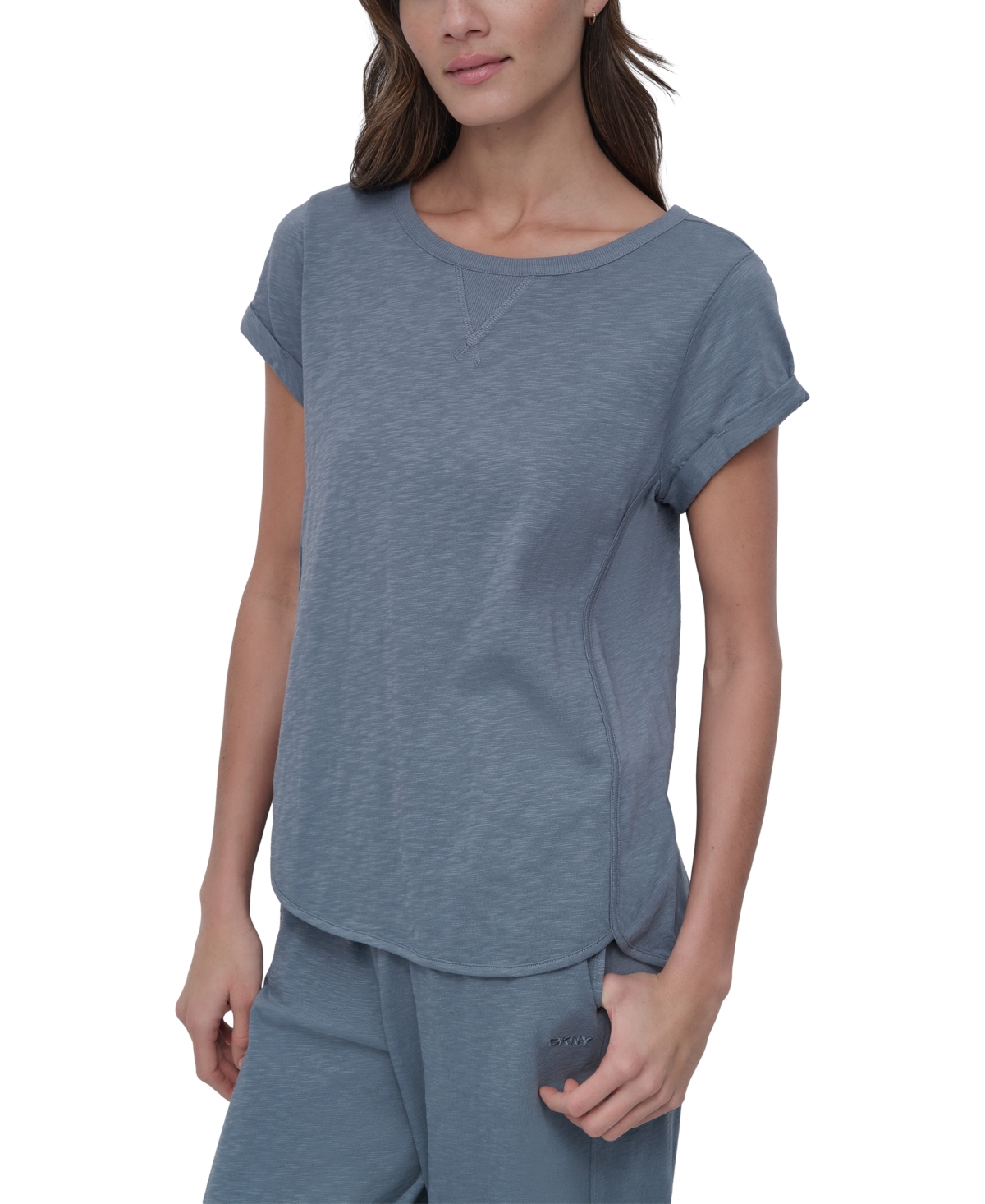 Dkny Sport Women's V-inset Roll-sleeve T-shirt