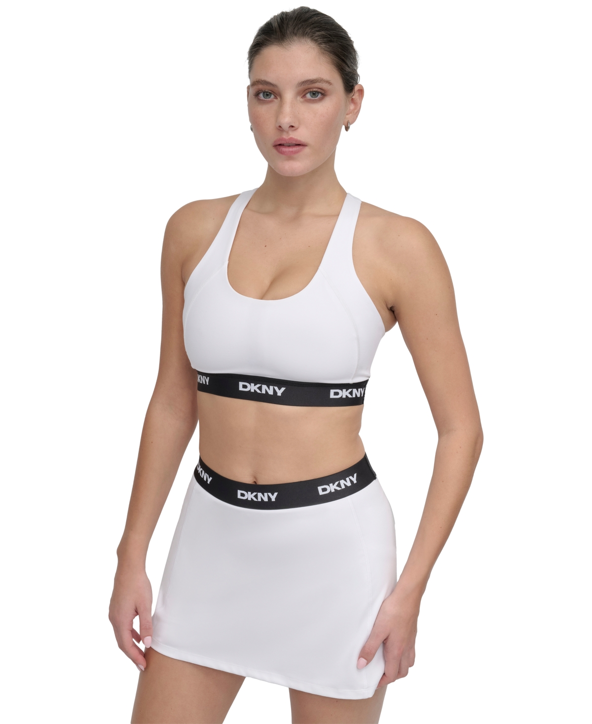 Sport Women's Logo-Band Scoop-Neck Racerback Sports Bra - White