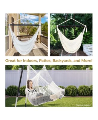 Caribbean Style Extra Large Hanging Rope Hammock Chair Swing for Backyard and Patio
