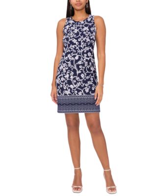 MSK - Women's Mixed-Print Keyhole-Back Shift Dress