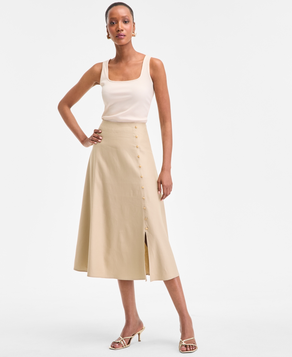Inc International Concepts Women's Side Button Skirt, Exclusively At Macy's