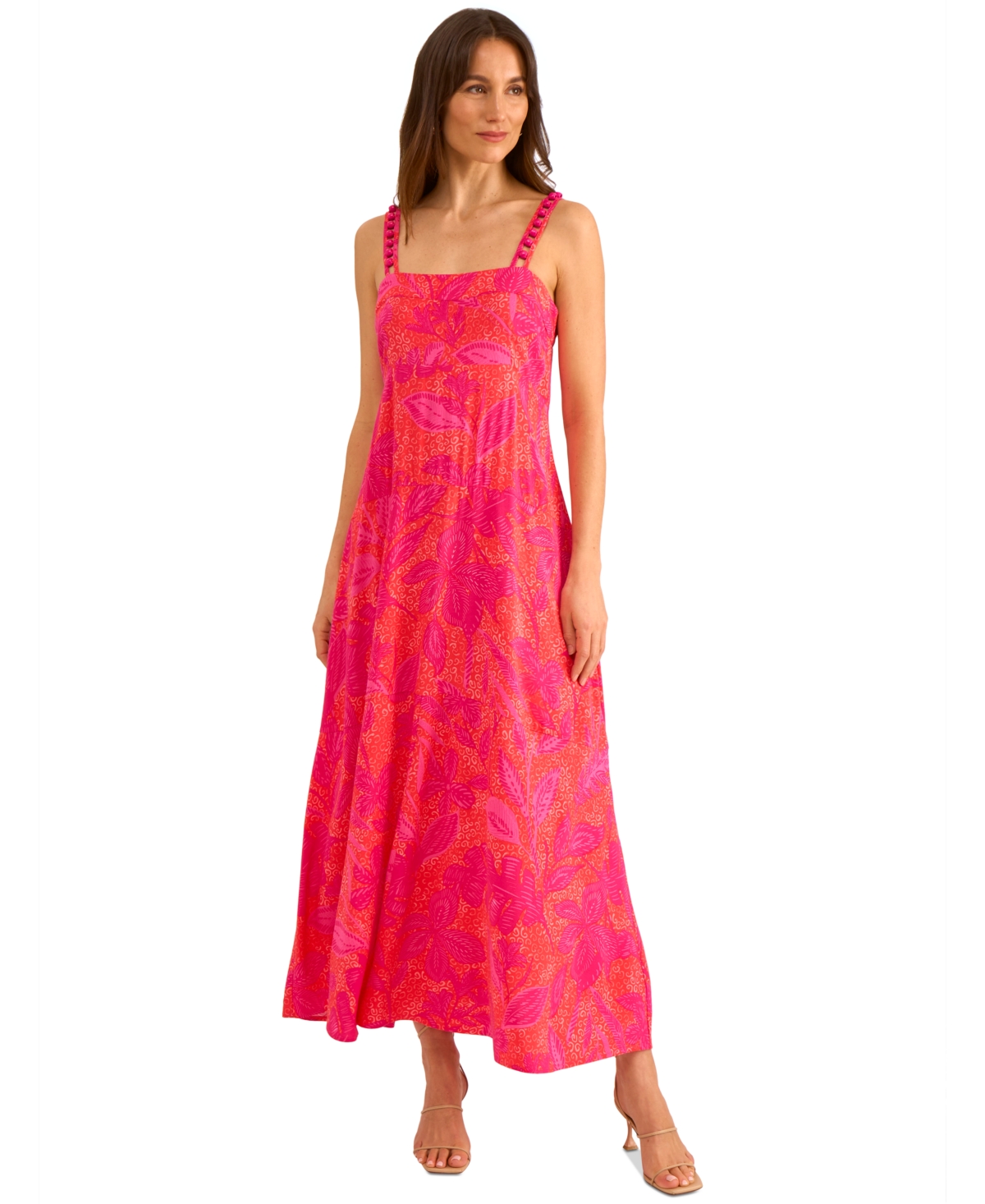 Shop Vince Camuto Women's Printed Tiered Sleeveless Maxi Dress