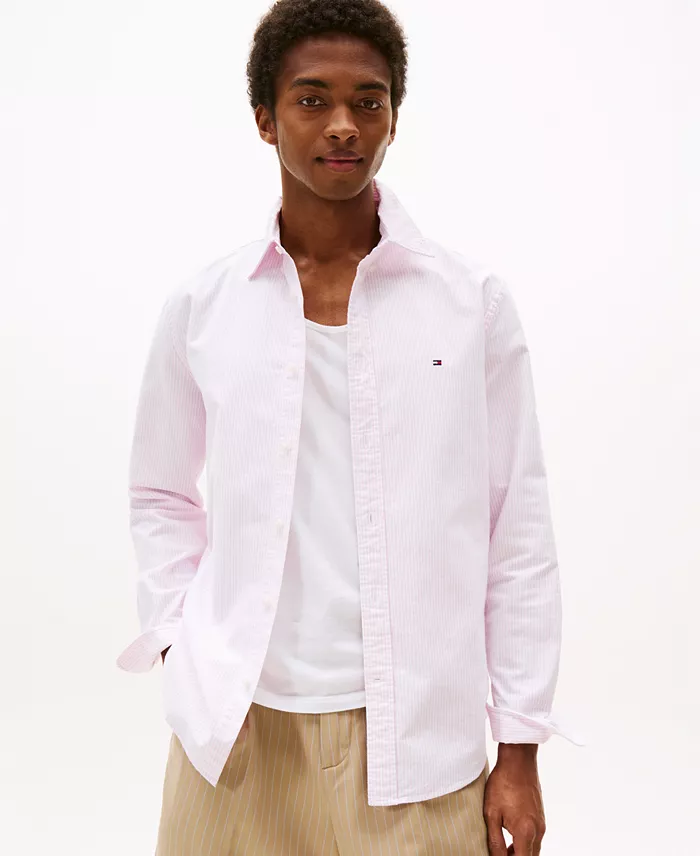 Men's Regular-Fit Striped Heritage Oxford Long-Sleeve Shirt - thumbnail 6